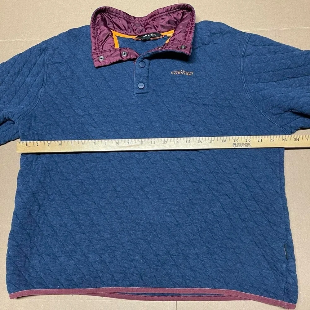 Orvis Trout Bum Quilted Pullover Jacket Shirt Blue Mens Large Snap Button Casual